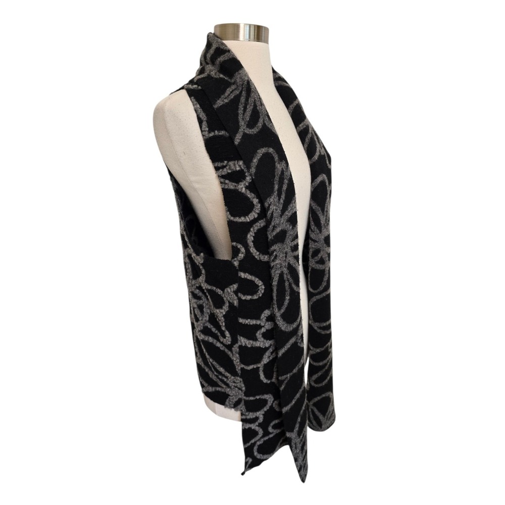 Bryn Walker Womens Open Front Vest Size Medium Black Felted Wool